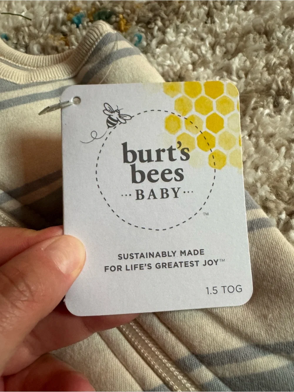 Burt's Bees Cream & Gray Striped Baby Sleep Sack